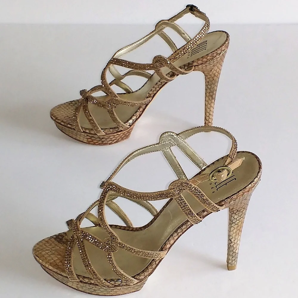 Pelle Moda crystal Italian leather platforms 9.5 M